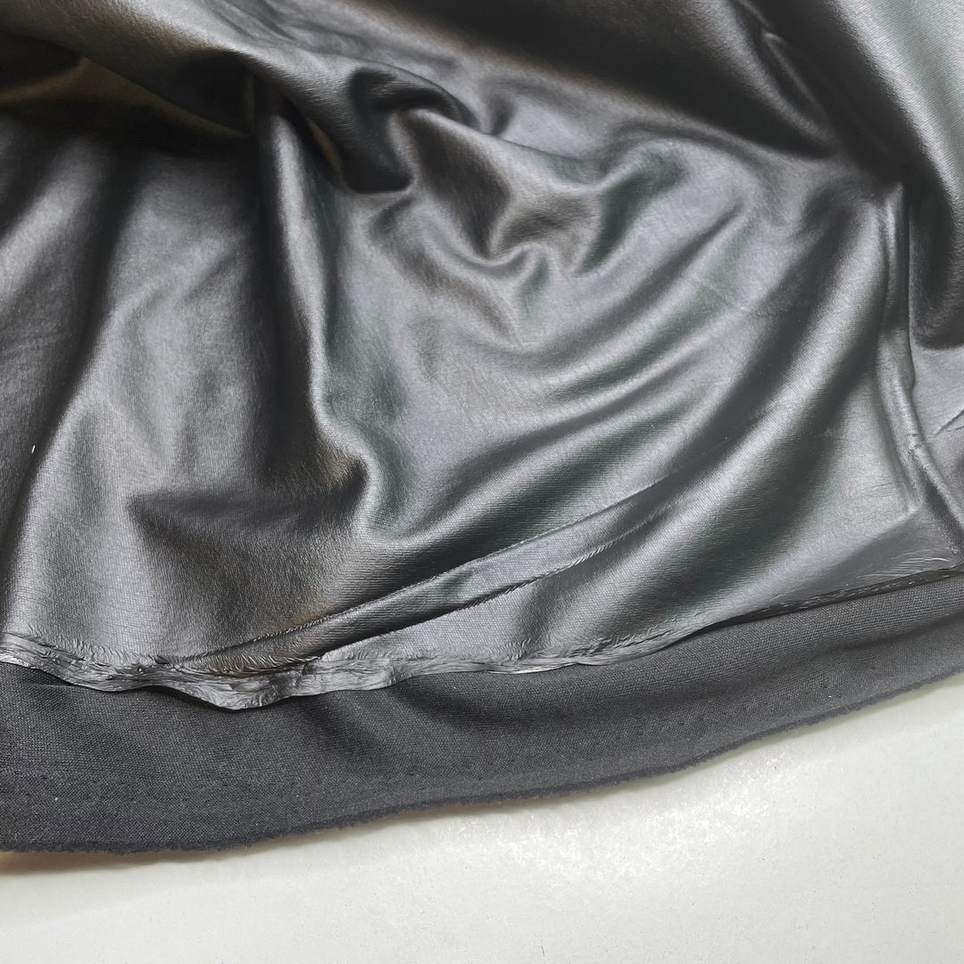Peel Off Mask - Pleather Polyester Backing PU Knit - Black - 1.6M Bundle
