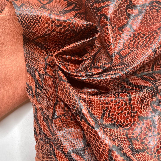 Slither Away - Vinyl Print Leather Woven - Red Multi Animal Print - 0.9M Bundle