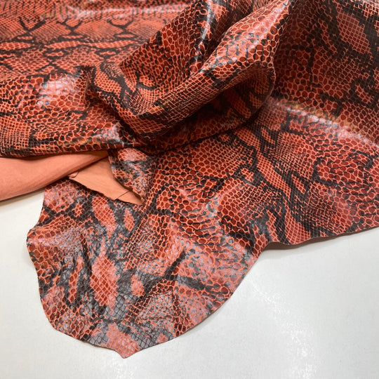 Slither Away - Vinyl Print Leather Woven - Red Multi Animal Print - 0.9M Bundle