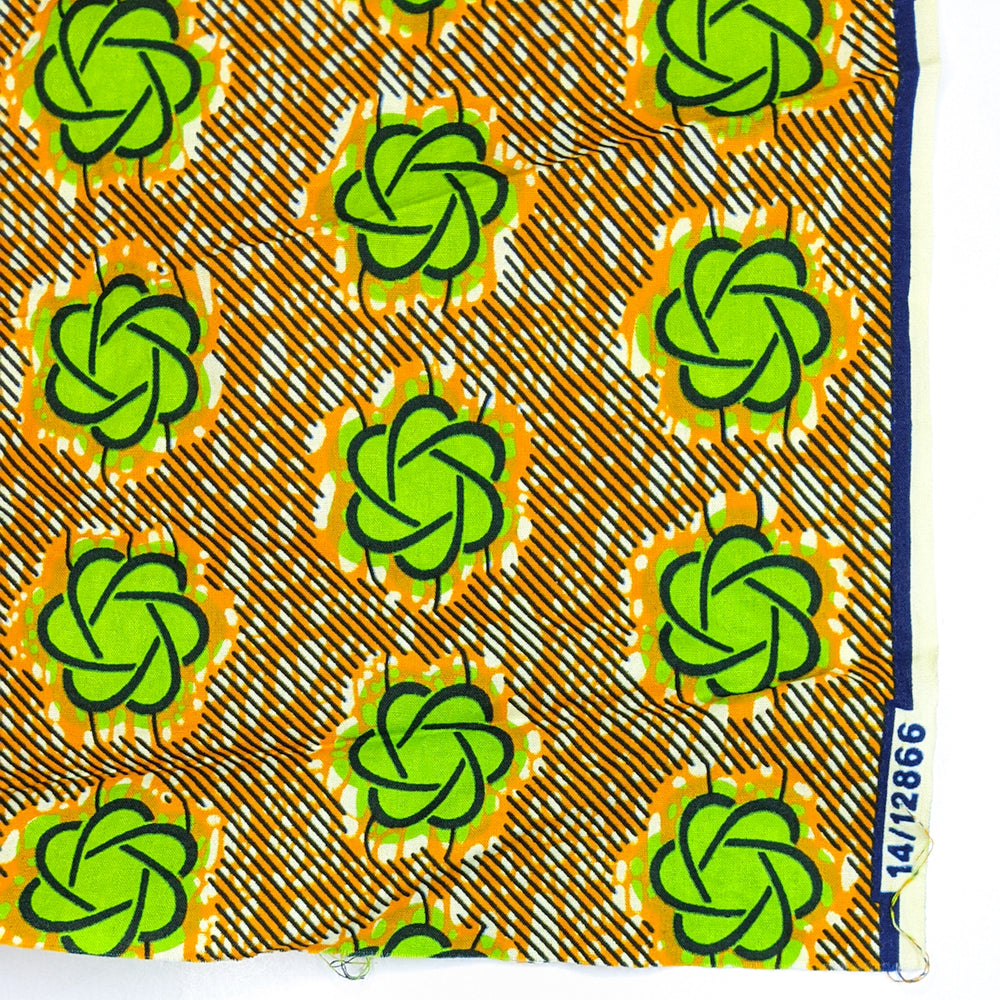 Radioactive Atoms - Guaranteed Dux Wax Print Premium Quality Cotton Woven - Orange/Green Abstract - 2.6M Bundle