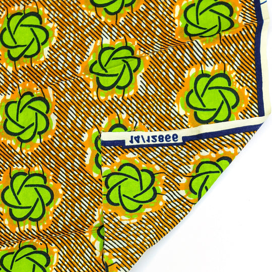 Radioactive Atoms - Guaranteed Dux Wax Print Premium Quality Cotton Woven - Orange/Green Abstract - 2.6M Bundle