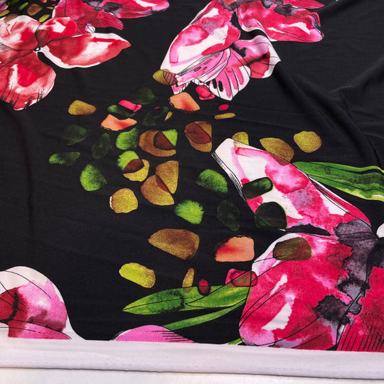 UB - Blind Melon - Poly Knit - Black Multi Floral - 2.8M Bundle