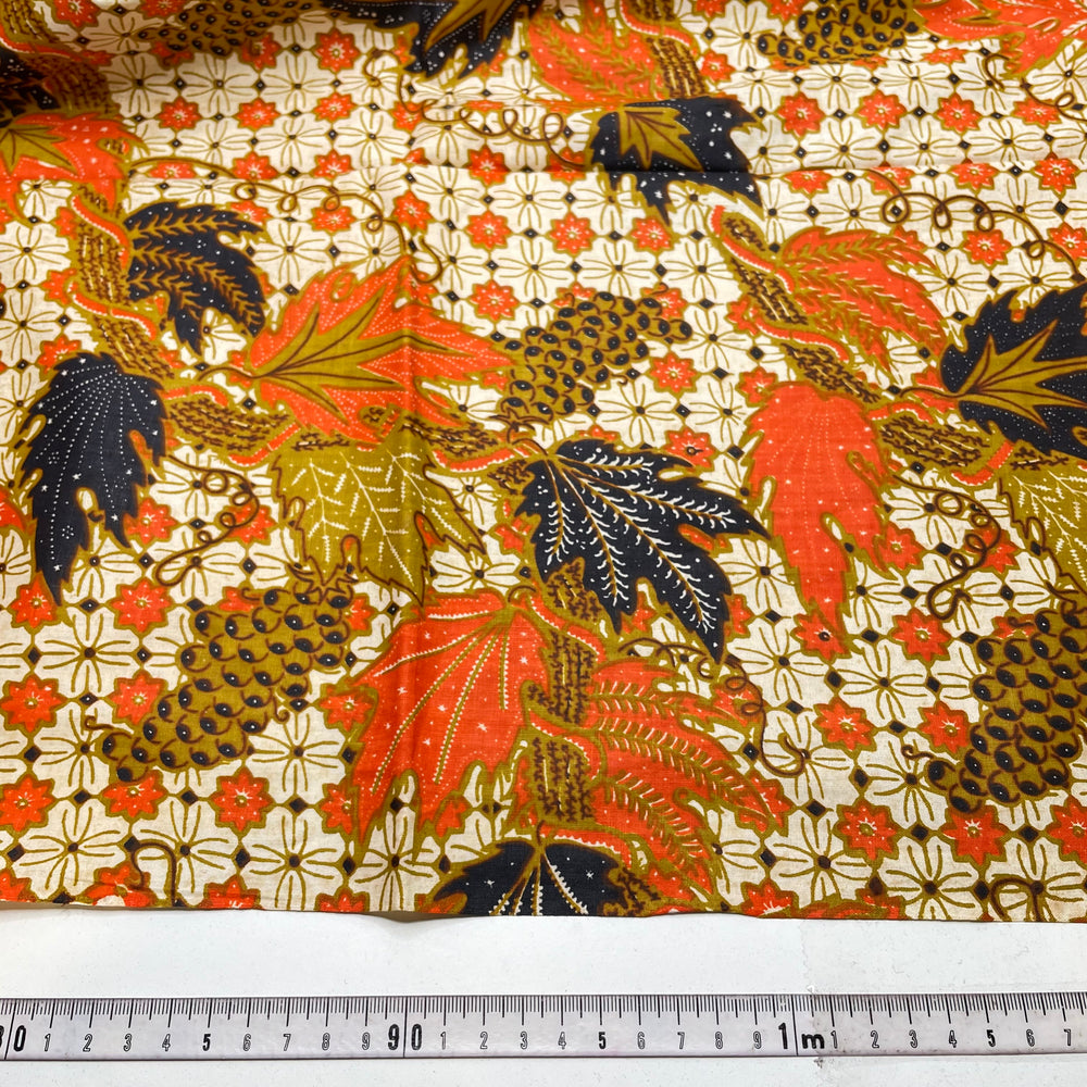 Leaf Collection - Batik Cotton Woven - Orange Multi Leafs Border - 2.2M Bundle