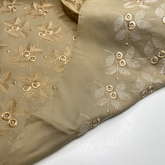 Apple Picking - Embroidered Crepe Poly Woven - Beige Floral - 1.2M Bundle