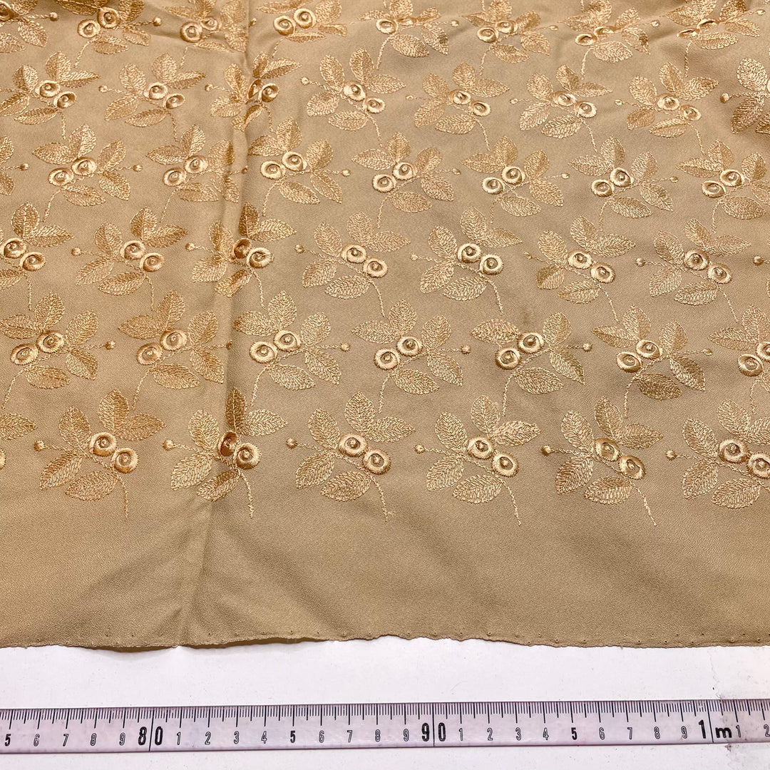 Apple Picking - Embroidered Crepe Poly Woven - Beige Floral - 1.2M Bundle
