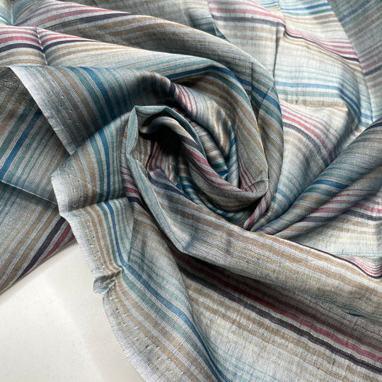 Tailor Made Custom Shirt - Voile Cotton Blend Woven - Grey Multi Stripes - 3.45M Bundle