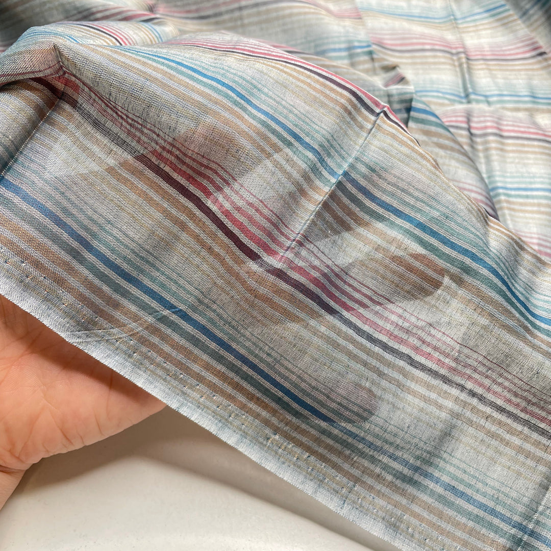 Tailor Made Custom Shirt - Voile Cotton Blend Woven - Grey Multi Stripes - 3.45M Bundle