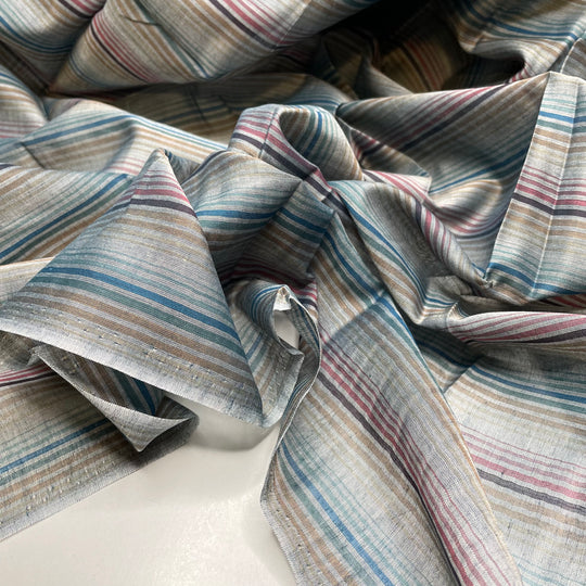Tailor Made Custom Shirt - Voile Cotton Blend Woven - Grey Multi Stripes - 3.45M Bundle