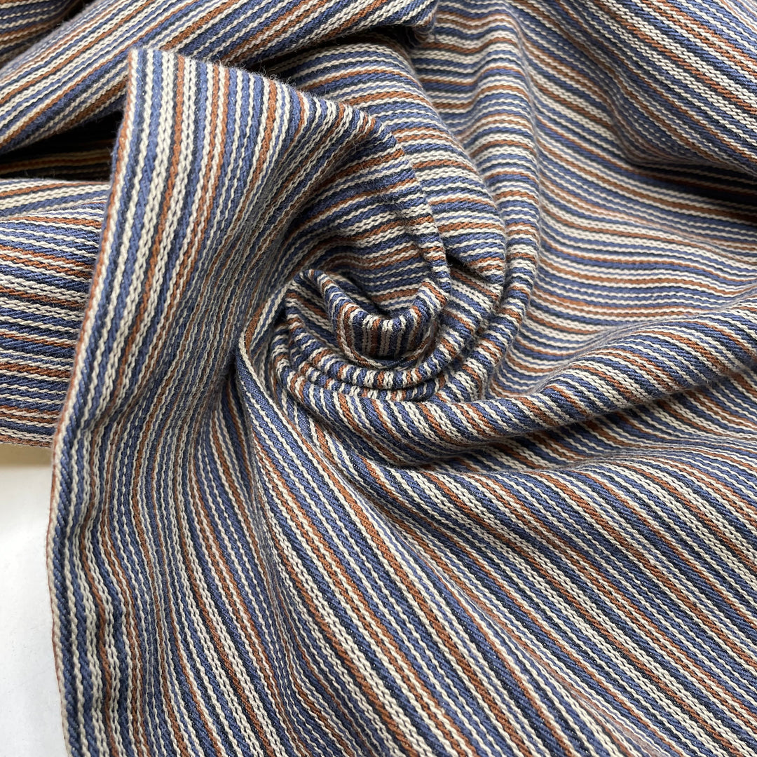 How Much Wood Could A Woodchuck Chuck - Twill Weave Cotton Blend Woven - Blue Multi Stripes - 1.5M Bundle