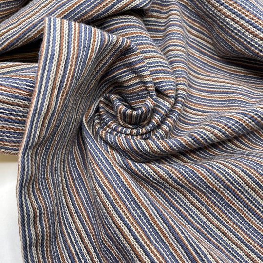 How Much Wood Could A Woodchuck Chuck - Twill Weave Cotton Blend Woven - Blue Multi Stripes - 1.5M Bundle