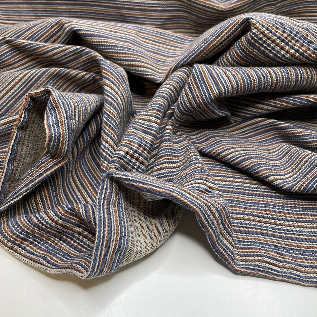 How Much Wood Could A Woodchuck Chuck - Twill Weave Cotton Blend Woven - Blue Multi Stripes - 1.5M Bundle