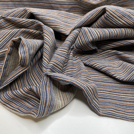 How Much Wood Could A Woodchuck Chuck - Twill Weave Cotton Blend Woven - Blue Multi Stripes - 1.5M Bundle
