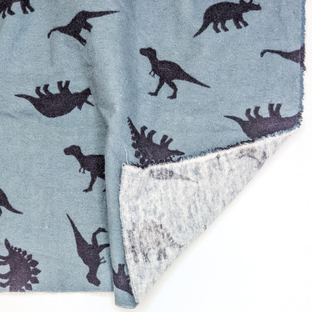 Sleepy Dinos - Flanel Cotton Woven - Light Black/Teal Dinosaurs - Bundles