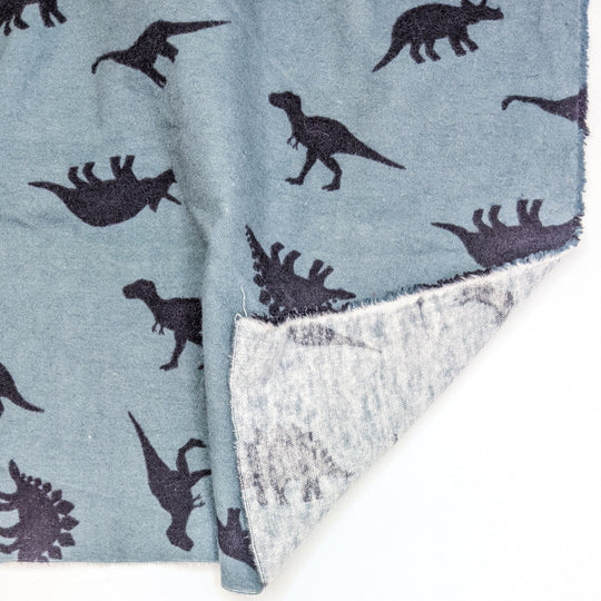 Sleepy Dinos - Flanel Cotton Woven - Light Black/Teal Dinosaurs - Bundles