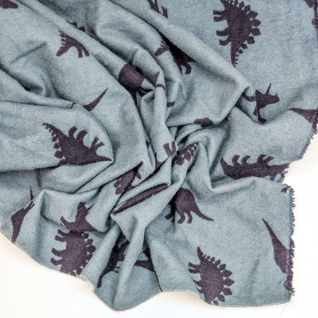 Sleepy Dinos - Flanel Cotton Woven - Light Black/Teal Dinosaurs - Bundles