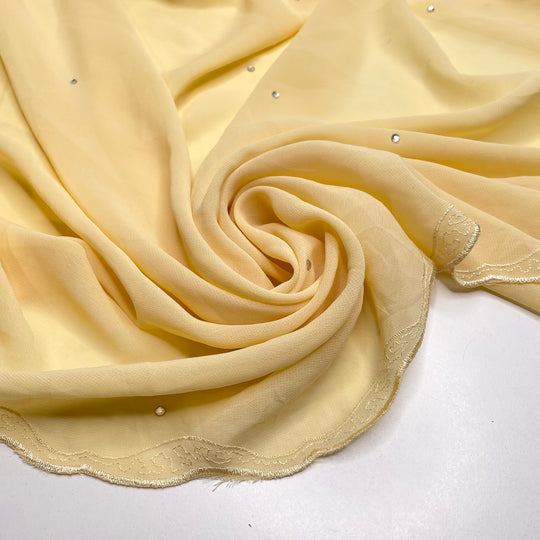 La Douceur - Bedazzled Chiffon Poly Woven - Light Yellow - 1.5M Bundle