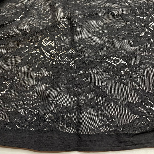 Caught In A Time Loop - Mesh Nylon Blend Knit - Black Floral - 1M Bundle