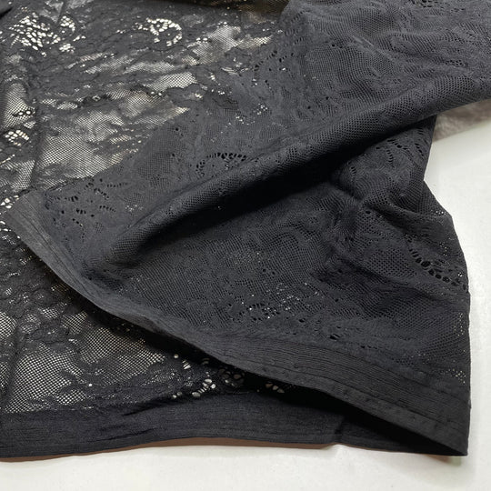 Caught In A Time Loop - Mesh Nylon Blend Knit - Black Floral - 1M Bundle