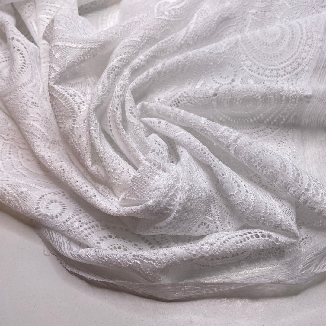 Due Diligence - Lace Nylon Blend Knit - White Geometric - 2.1M Bundle
