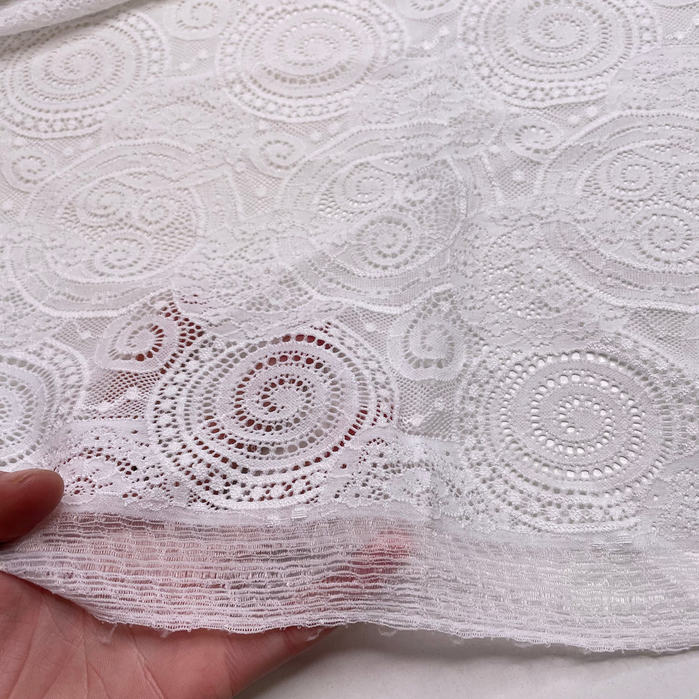 Due Diligence - Lace Nylon Blend Knit - White Geometric - 2.1M Bundle