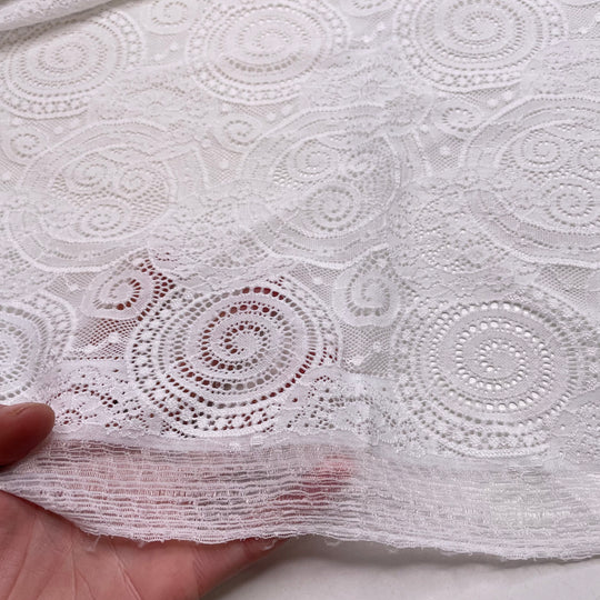 Due Diligence - Lace Nylon Blend Knit - White Geometric - 2.1M Bundle