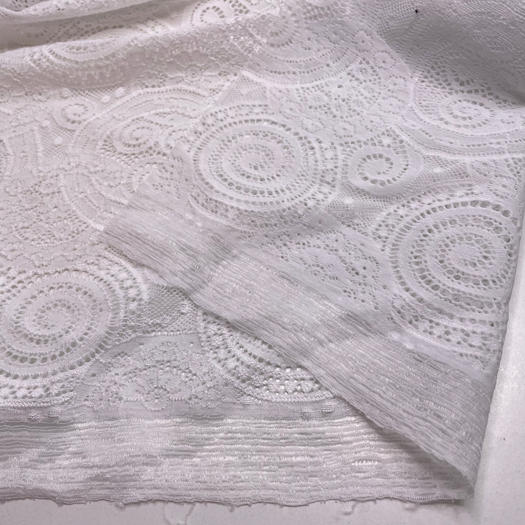 Due Diligence - Lace Nylon Blend Knit - White Geometric - 2.1M Bundle