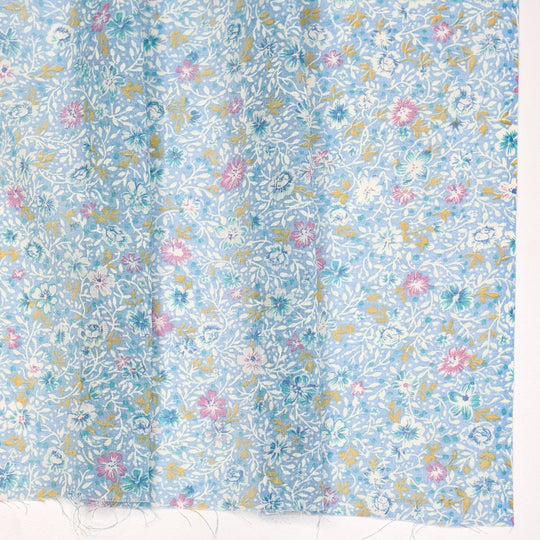 Spring Is Coming - Natural Blend Woven - Light Blue Multi Floral - 3.4M Bundle
