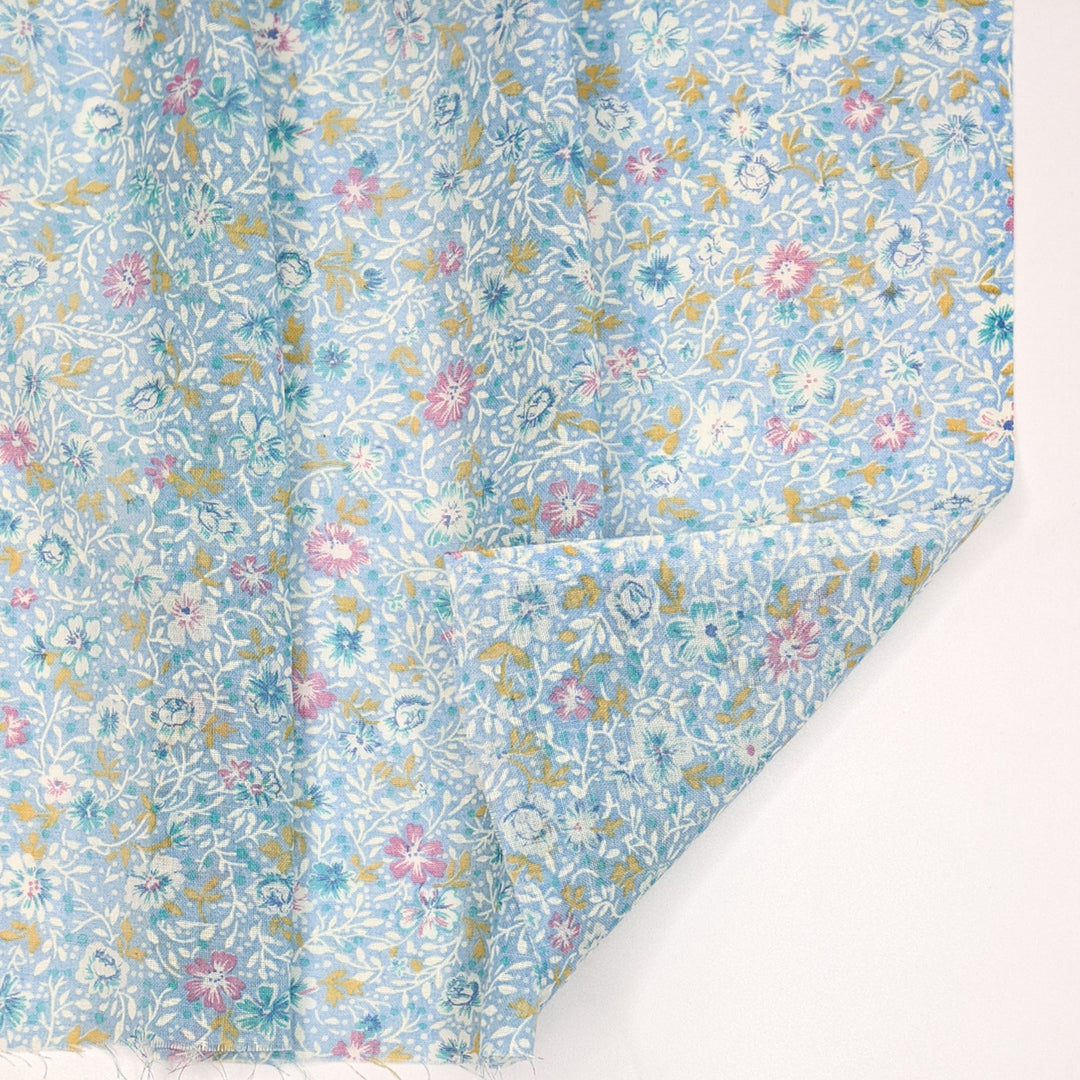 Spring Is Coming - Natural Blend Woven - Light Blue Multi Floral - 3.4M Bundle