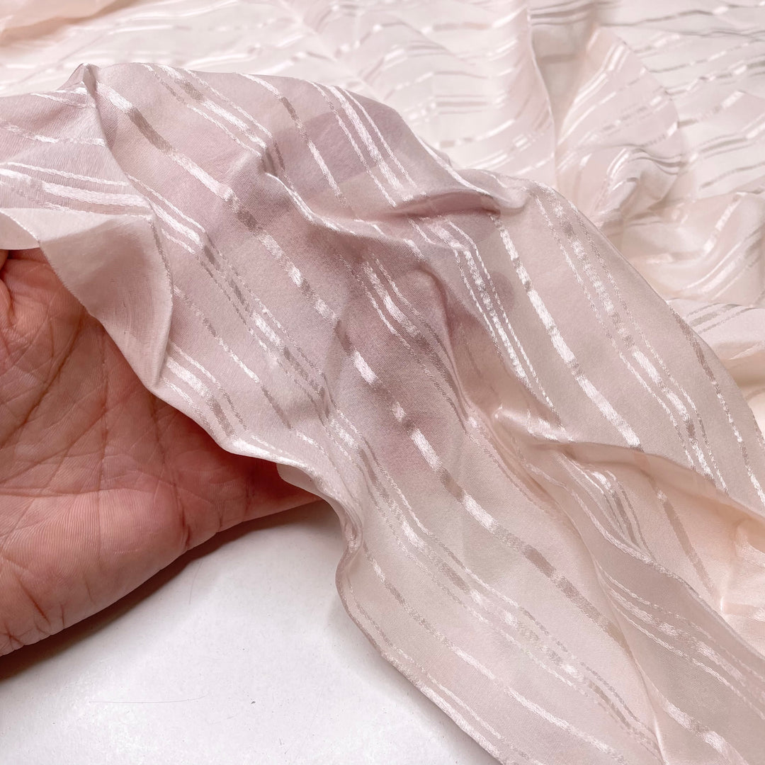 Baby Shower - Chiffon Silk Woven - Pale Pink Stripes - 5.6M Bundle