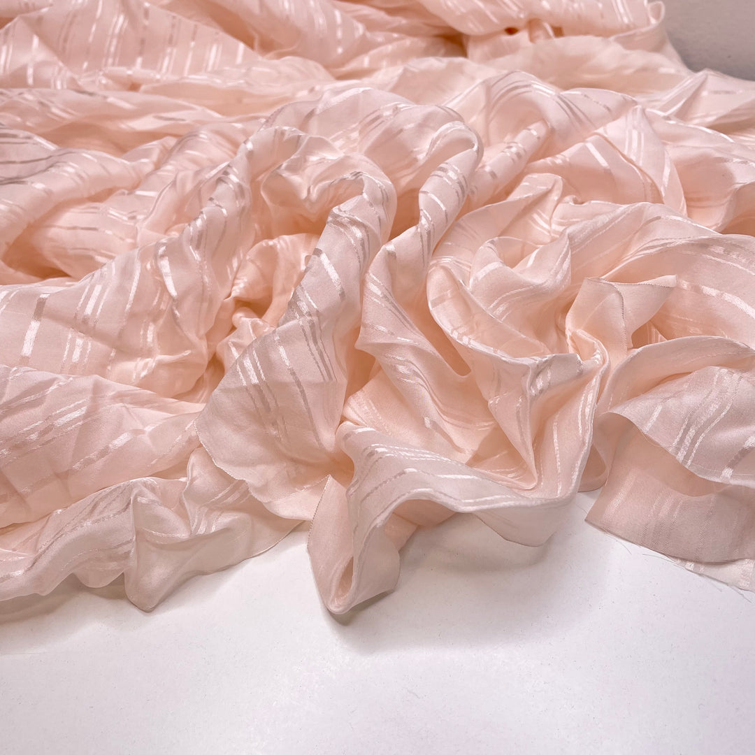 Baby Shower - Chiffon Silk Woven - Pale Pink Stripes - 5.6M Bundle