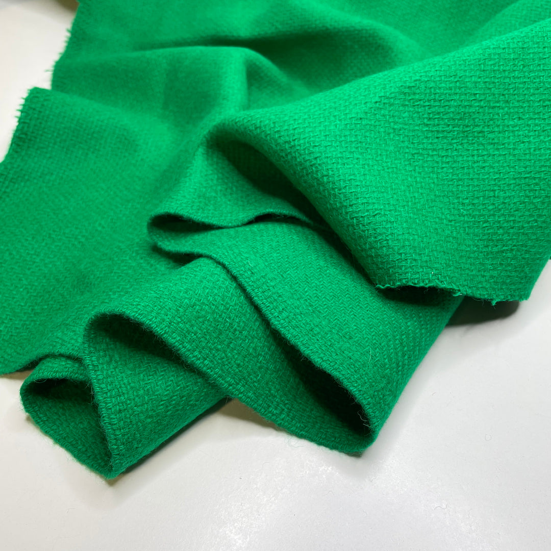 Its Your Turn To Mow The Lawn - Herringbone Wool Woven - Green - 0.75M Bundle