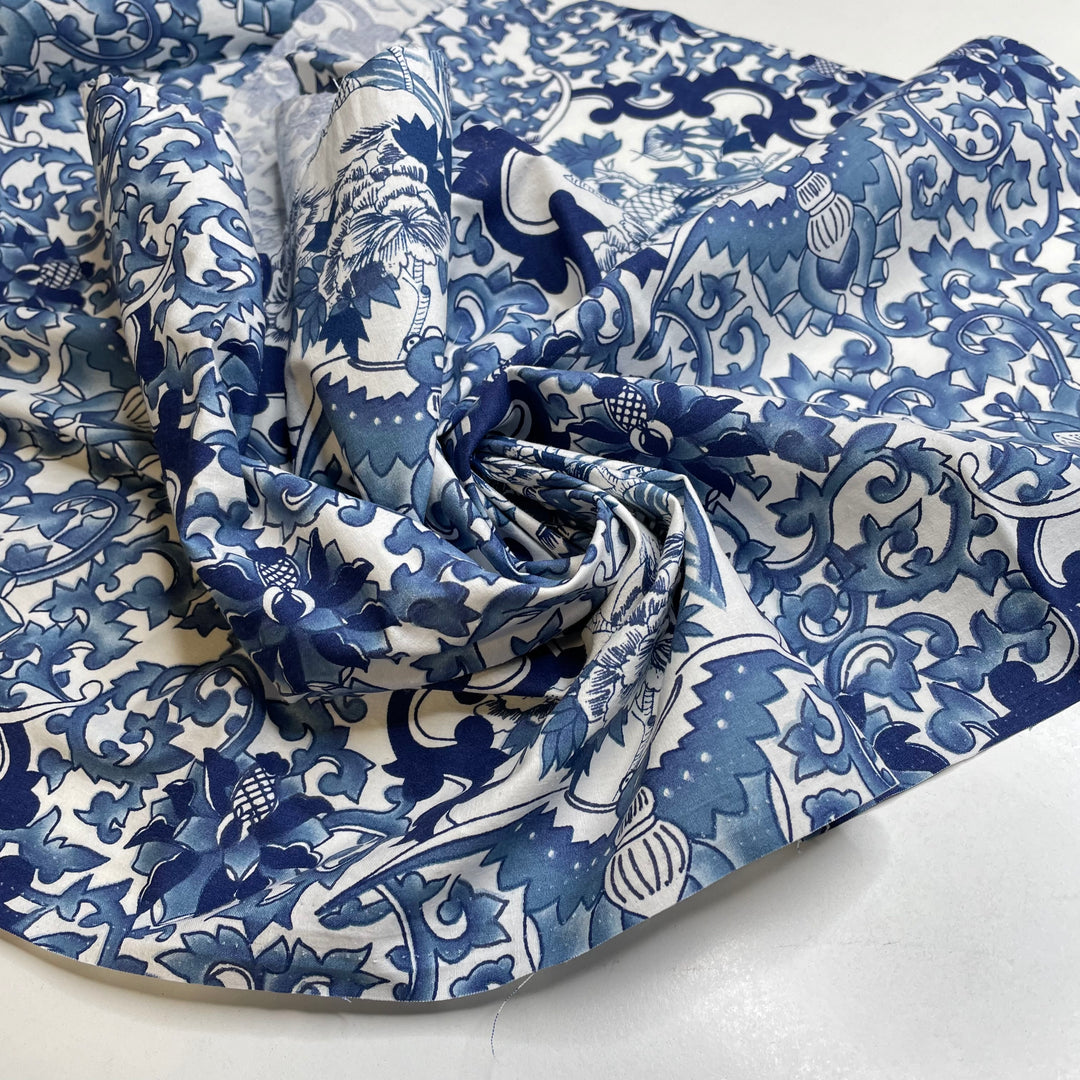 UB - Real Deal - Cotton Woven - Blue/White Geometric - 1.95M Bundle