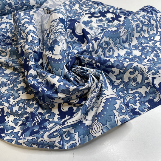 UB - Real Deal - Cotton Woven - Blue/White Geometric - 1.95M Bundle