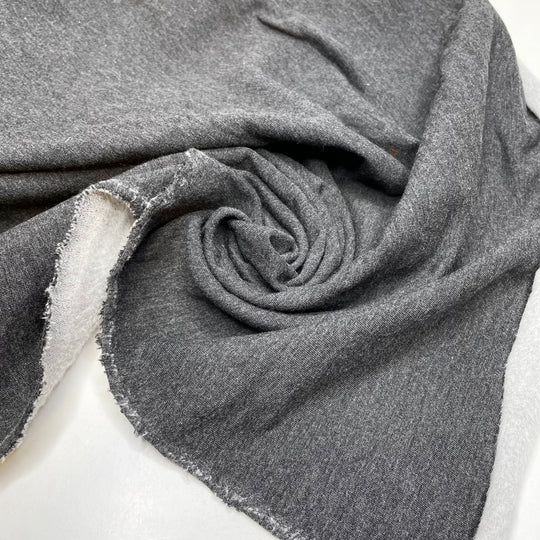 Pencil Sketches - Jersey Fleece Bamboo/Cotton Knit - Dark Grey/White - 1.4M Bundle