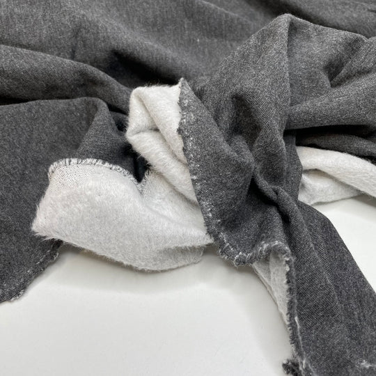 Pencil Sketches - Jersey Fleece Bamboo/Cotton Knit - Dark Grey/White - 1.4M Bundle