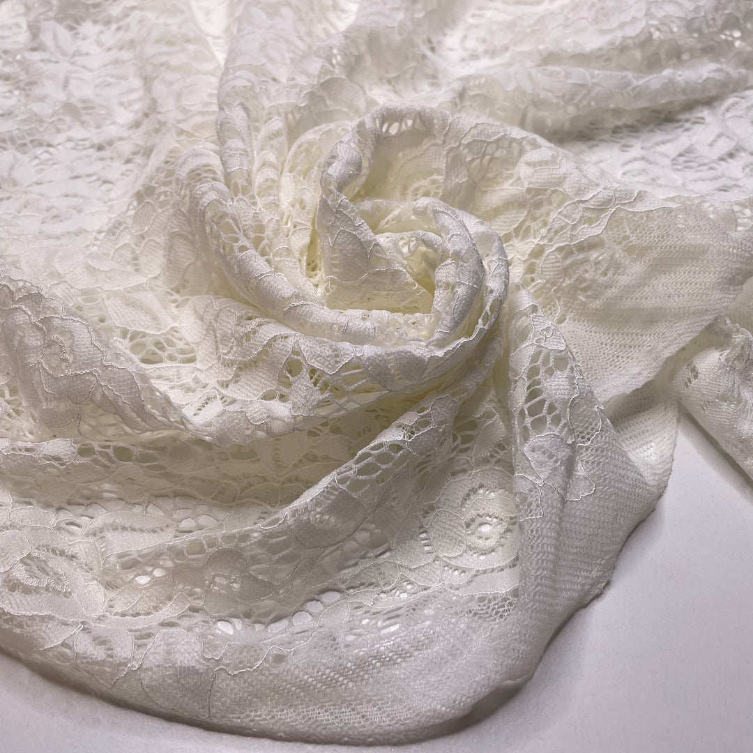 Symphonious Being - Lace Nylon Knit - Cream Floral - 1.15M Bundle