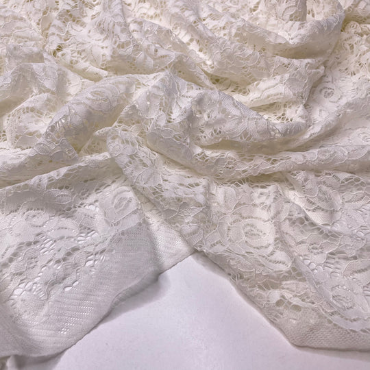 Symphonious Being - Lace Nylon Knit - Cream Floral - 1.15M Bundle