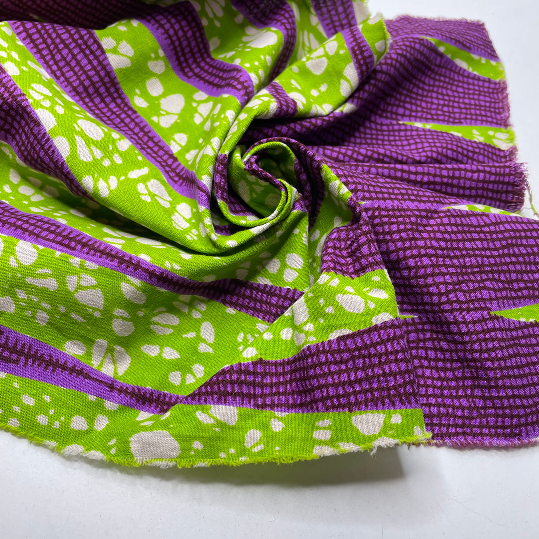 Drought Resistant - Cotton Woven - Purple/Green Geometric - 5M Bundle