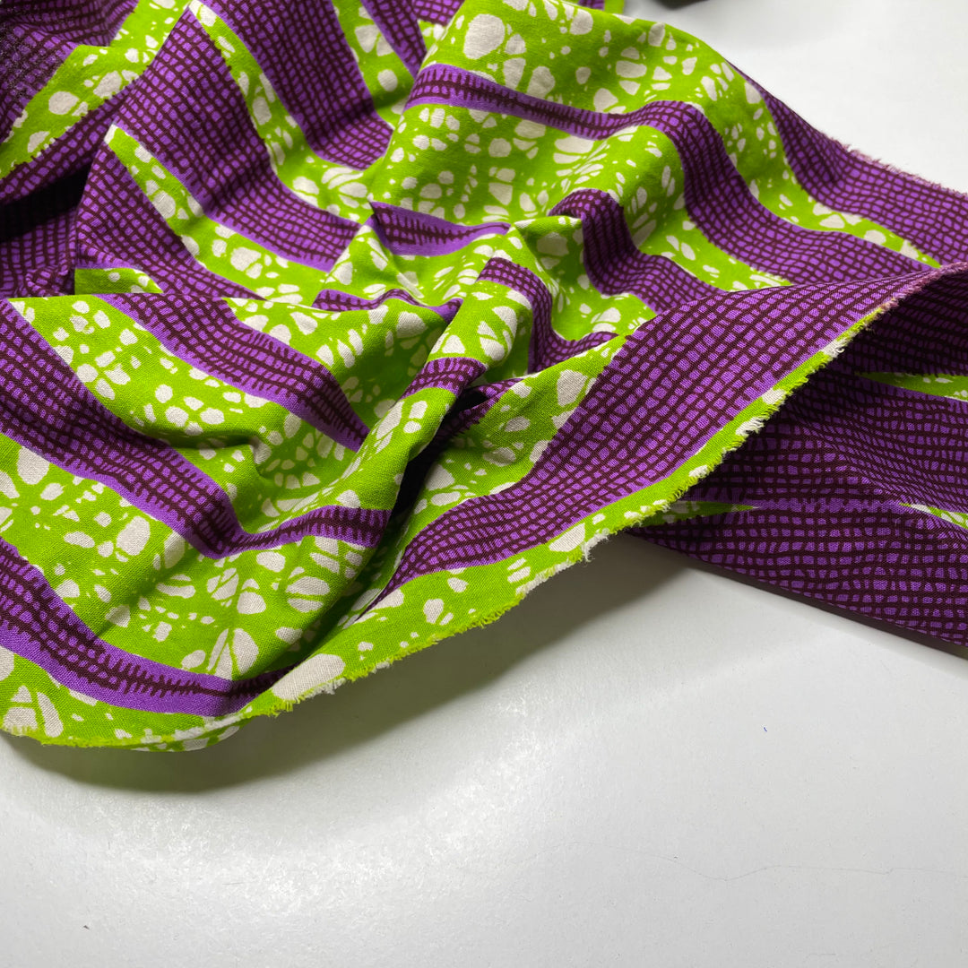 Drought Resistant - Cotton Woven - Purple/Green Geometric - 5M Bundle