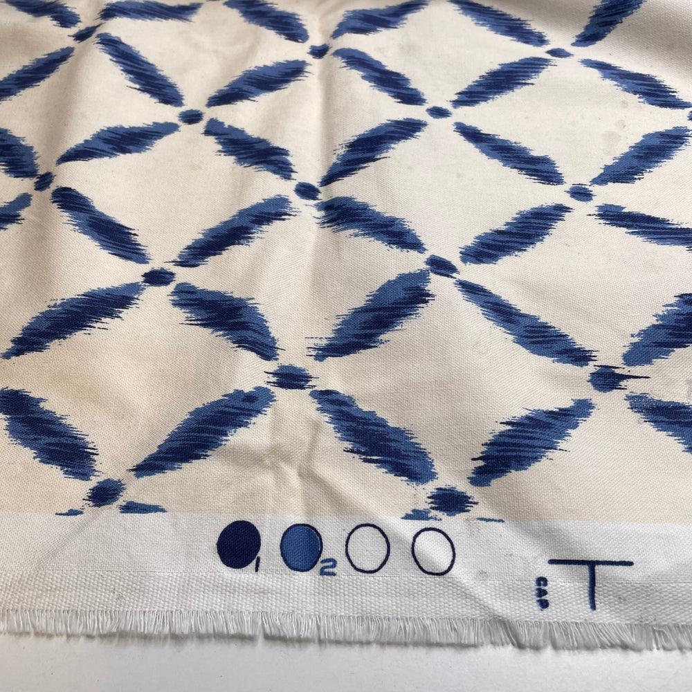 Melodic Breeze - Basket Weave Cotton Woven - Cream/Blue Geometric - 2.1M Bundle