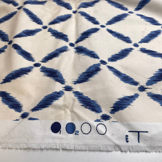 Melodic Breeze - Basket Weave Cotton Woven - Cream/Blue Geometric - 2.1M Bundle