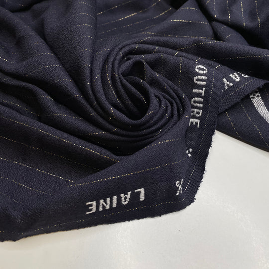 UB - Midnight Twinkle - Wool Woven - Navy/Gold Stripes - 3.1M Bundle