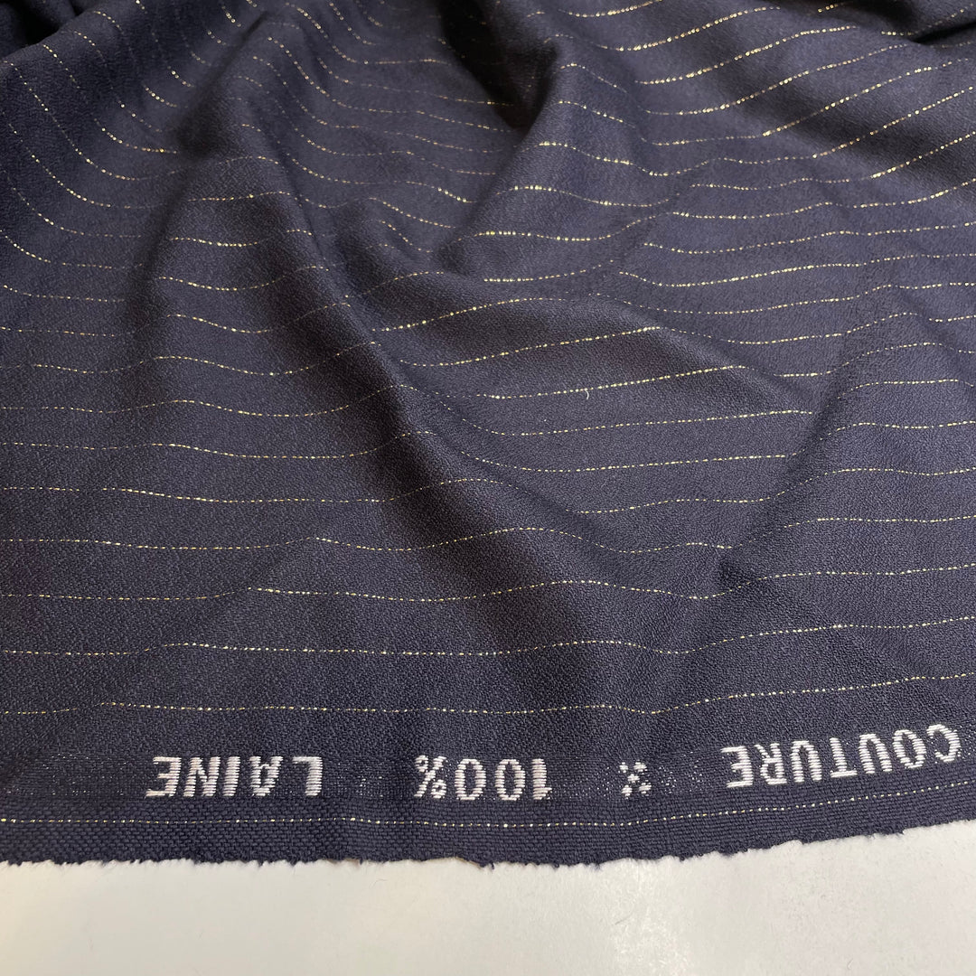 UB - Midnight Twinkle - Wool Woven - Navy/Gold Stripes - 3.1M Bundle