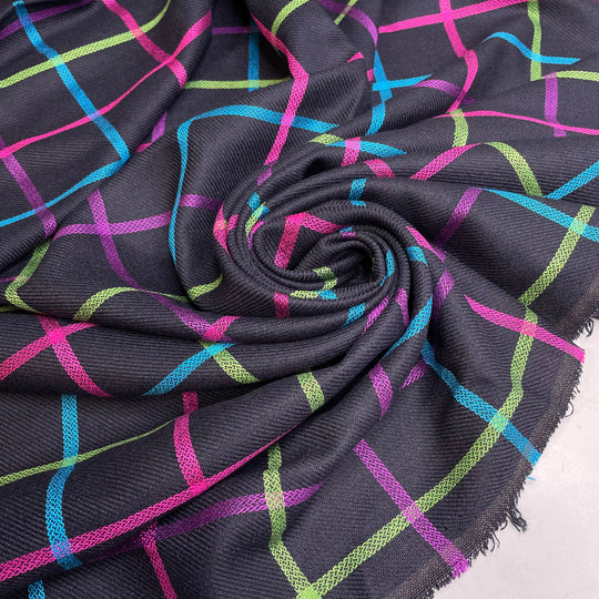 UB - Laser Tag - Wool/Viscose Woven - Black Multi Grid - 0.7M Bundle