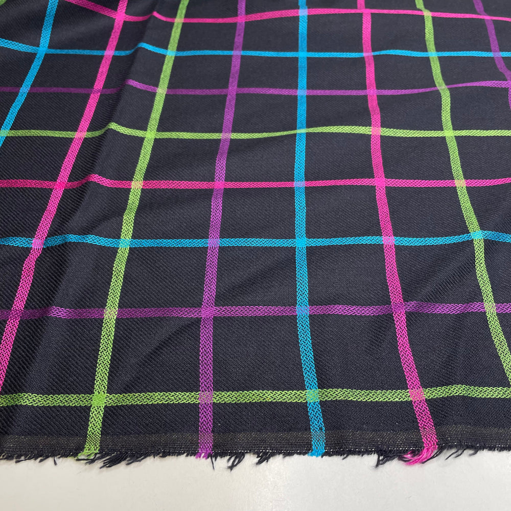 UB - Laser Tag - Wool/Viscose Woven - Black Multi Grid - 0.7M Bundle