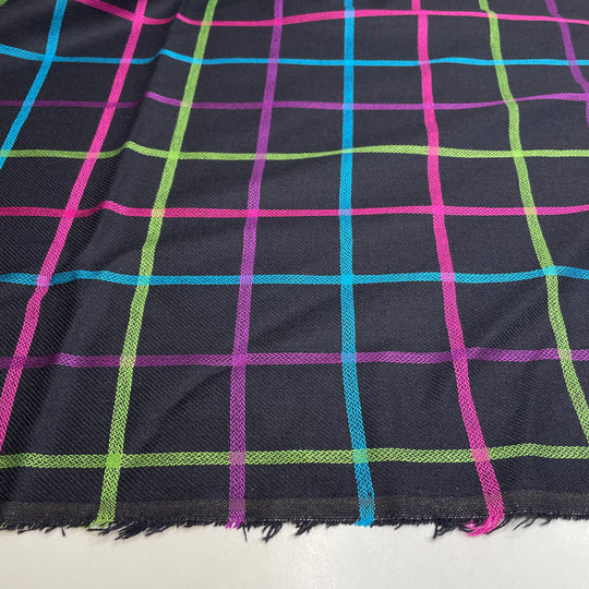 UB - Laser Tag - Wool/Viscose Woven - Black Multi Grid - 0.7M Bundle
