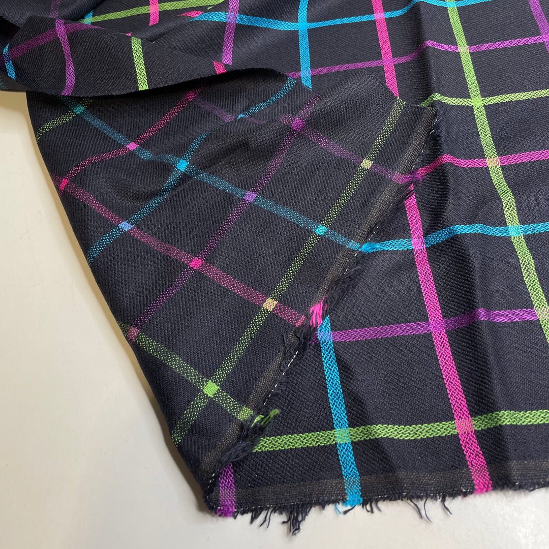 UB - Laser Tag - Wool/Viscose Woven - Black Multi Grid - 0.7M Bundle