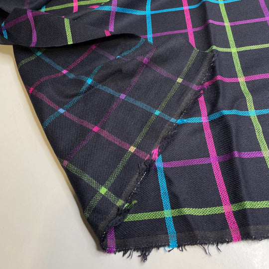 UB - Laser Tag - Wool/Viscose Woven - Black Multi Grid - 0.7M Bundle