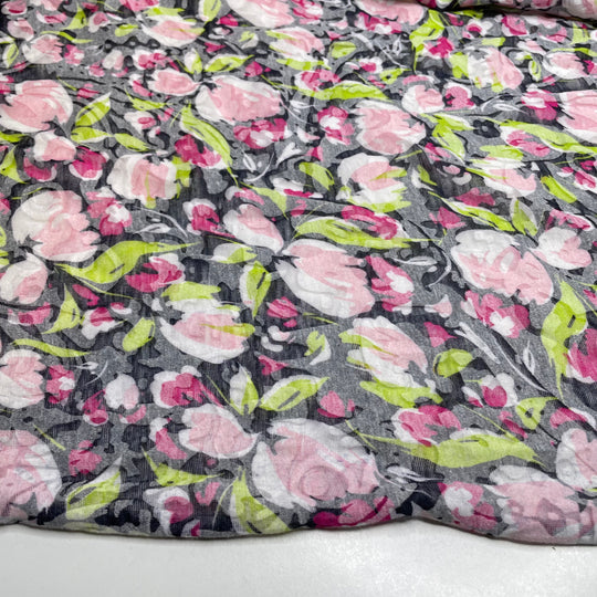 Flowery Sweets - Cotton/Poly Knit - Black Multi Floral - 1.9M Bundle