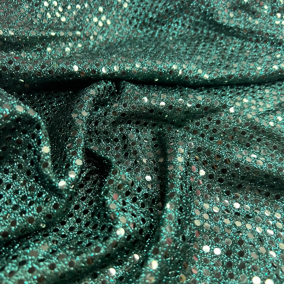 Made To Be Seen - Metallic Sequins Poly Knit - Dark Black/Green - 1M Bundle